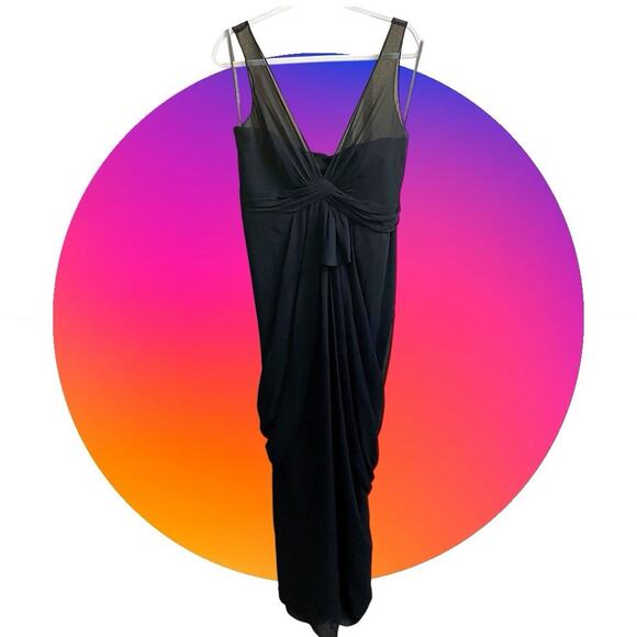 White by Vera Wang Black Evening Gown Dress Womens Sz 14 XL Sleeveless Chiffon - Picture 4 of 16